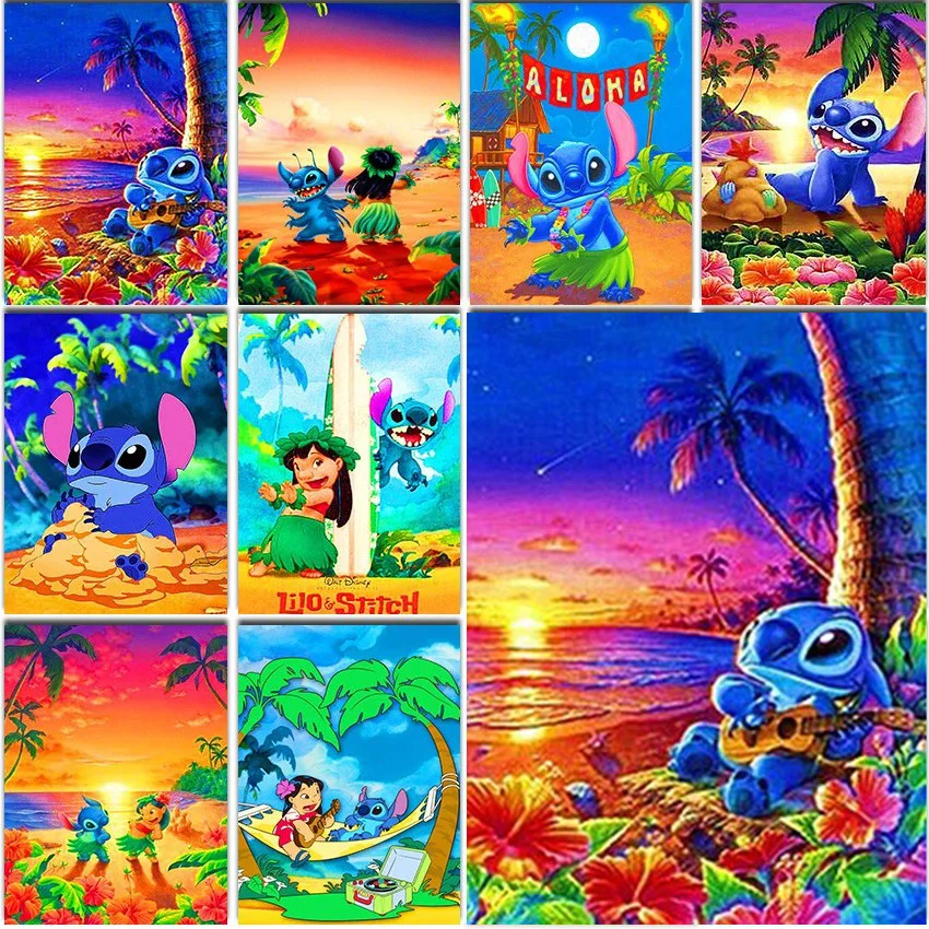 

5D Diamond Painting Stitch Disney Full Square&Round Home Mural Decor Embroidery Mosaic Cross Stitch Cartoon Sandy Beach