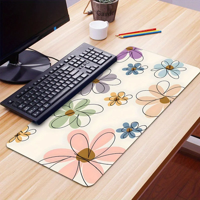 Большой игровой коврик для мыши 1 шт. с красивым цветочным рисунком нескользящее