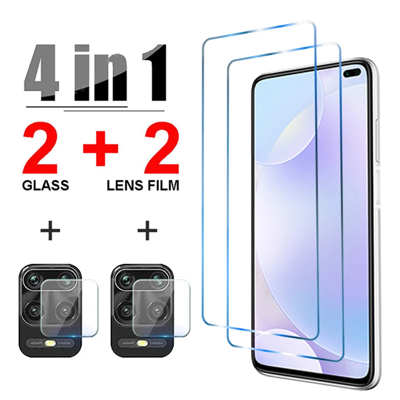 

4in1 Tempered Glass for Xiaomi Poco X3 Pro X3 GT Camera Lens Screen Protector for Poco F3 M3 GT M2 F2 Pro Pocophone X3 NFC Glass