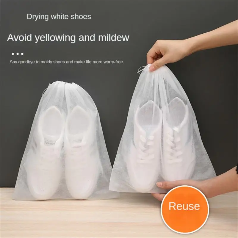 

10pcs Shoes Storage Bag Drying Non-wove Anti-yellowDust-proof Moisture-proof Travel Drawstring Shoes Boots for Home Accessories