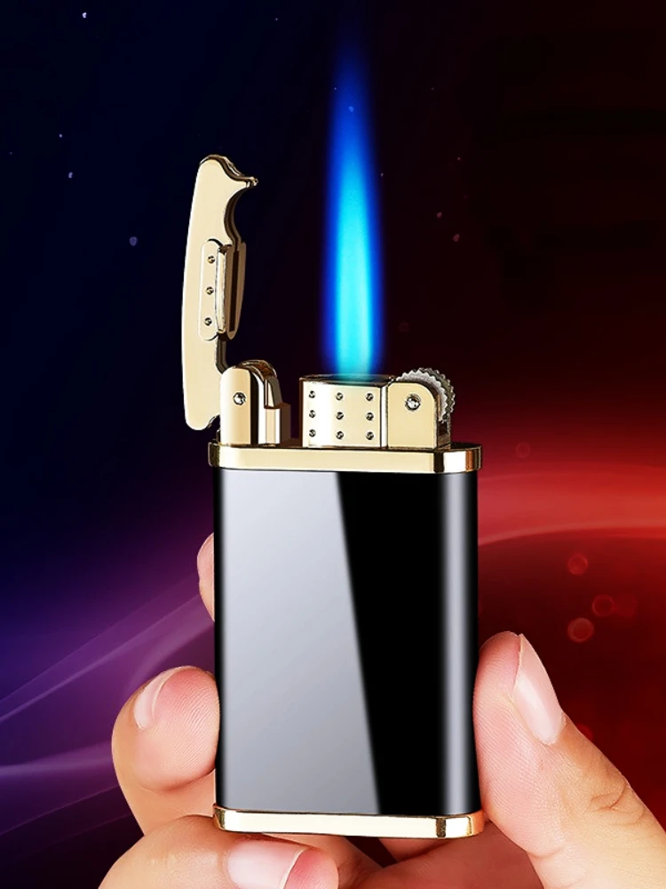 

New high-end retro direct lighter windproof blue flame metal creative igniter personalized men's smoking accessories gift