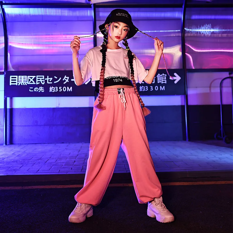 

Новинка, одежда в стиле хип-хоп для девочек, костюмы для джазовых выступлений, детские свободные летние брюки в стиле хип-хоп с коротким рука...