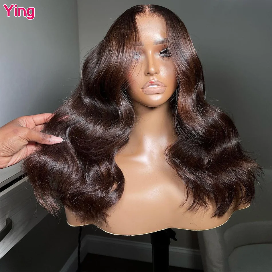 Ying Hair 12 A 13x4 Lace Front Wig Human Hair Body Wave Chocolate Brown 13x6 Lace Front Wig PrePlucked 5x5 Transparent Lace Wig