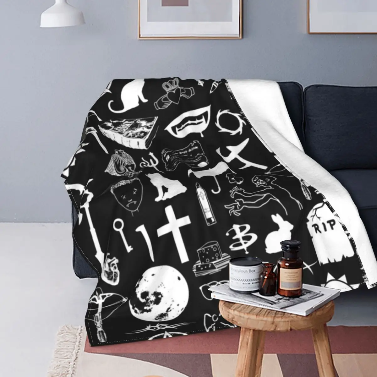 

Buffy Symbology White Angel Blanket Weird Witch Super Soft Cheap Bedspread Aesthetic Fleece All Weather Blanket