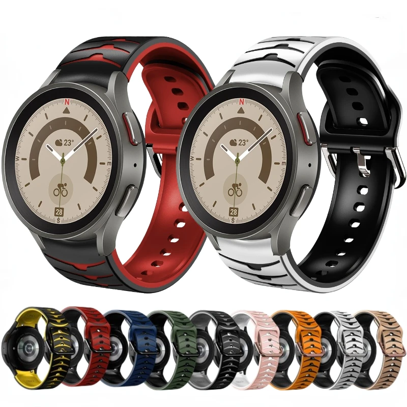 

20mm Silicone Strap For Samsung Galaxy Watch 5/4 40mm 44mm4 Classic 46mm 42mm No Gap Two-tone bracelet band For Watch 5 Pro 45mm