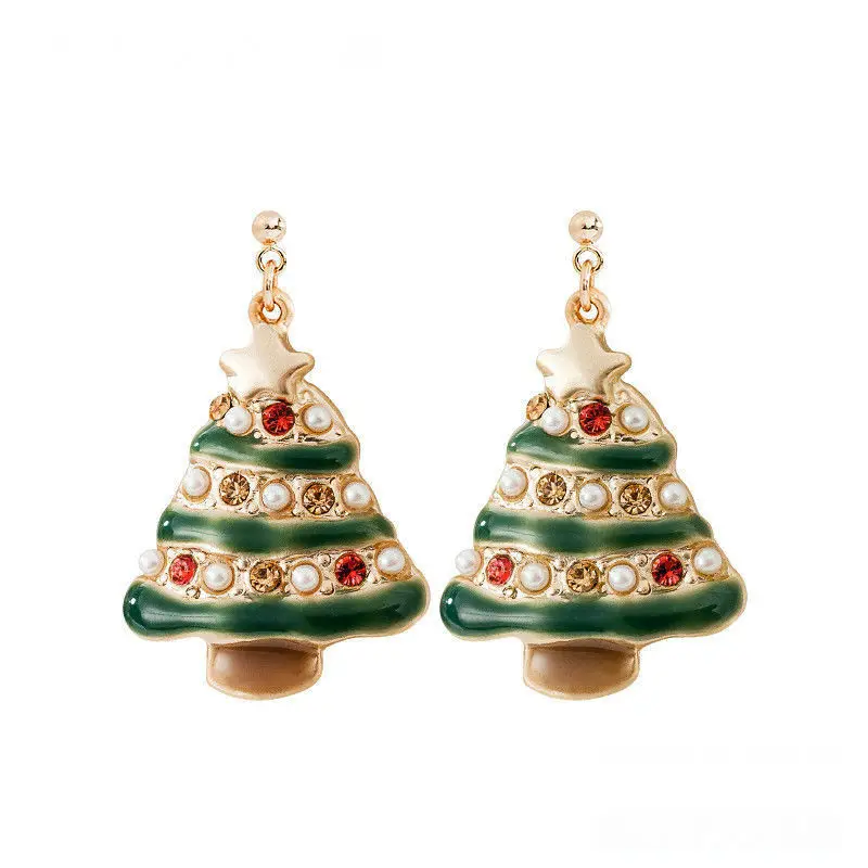 

Kawaii Christmas Tree Earrings 825 Silver Lucky Christmas Tree Festival Ear Clips Set Diamond Ladies Christmas Birthday Gift