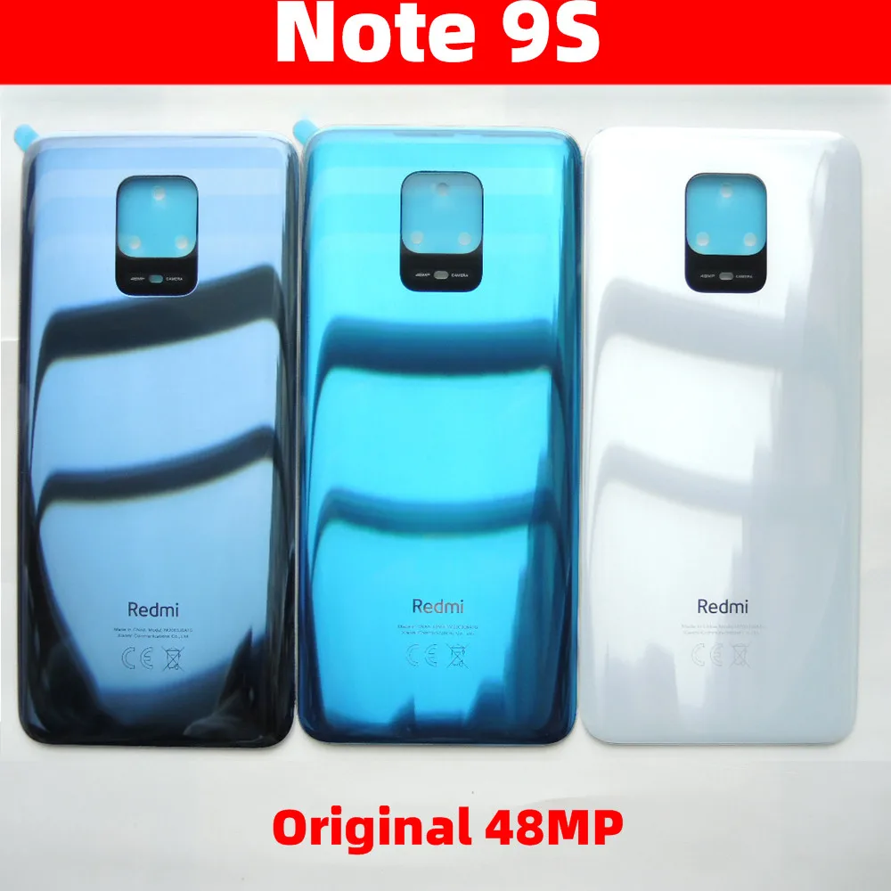 

Original New Battery Cover For Xiaomi Redmi Note 9S Glass Back Cover Housing Door Case 48MP Rear Lid Chassis Replacement Parts