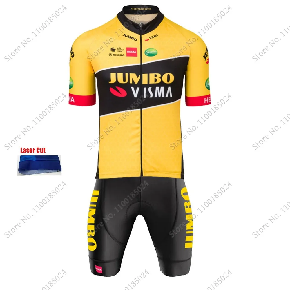 

2022 Jumbo Visma Team Cycling Bodysuit Skinsuit Cuff Laser Cut Cycling Jerseys Set Summer Race Clothing Jumpsuit MTB Maillot
