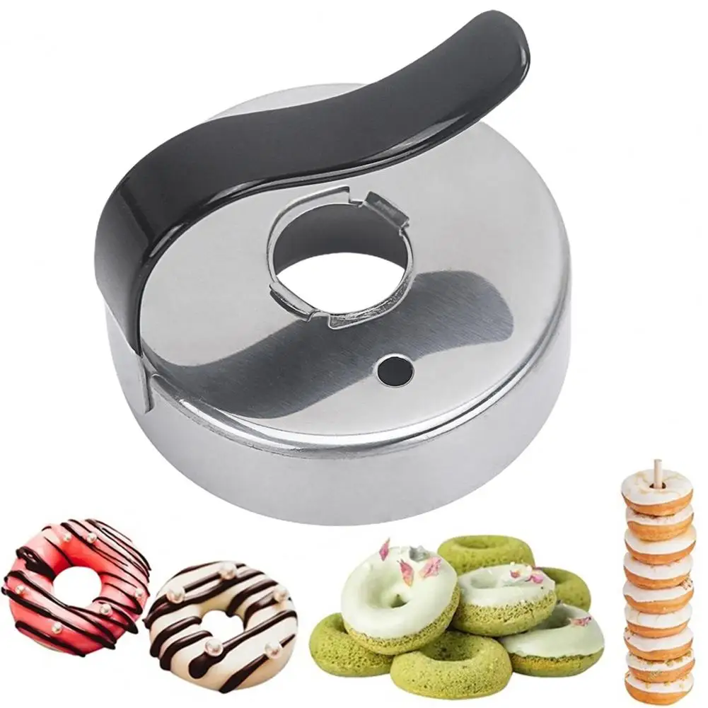 

Donut Mold with Handle Stainless Steel Fondant Cookie Muffin Maker Baking Utensils Kitchen Gadgets Dessert Mold Tools Bakeware