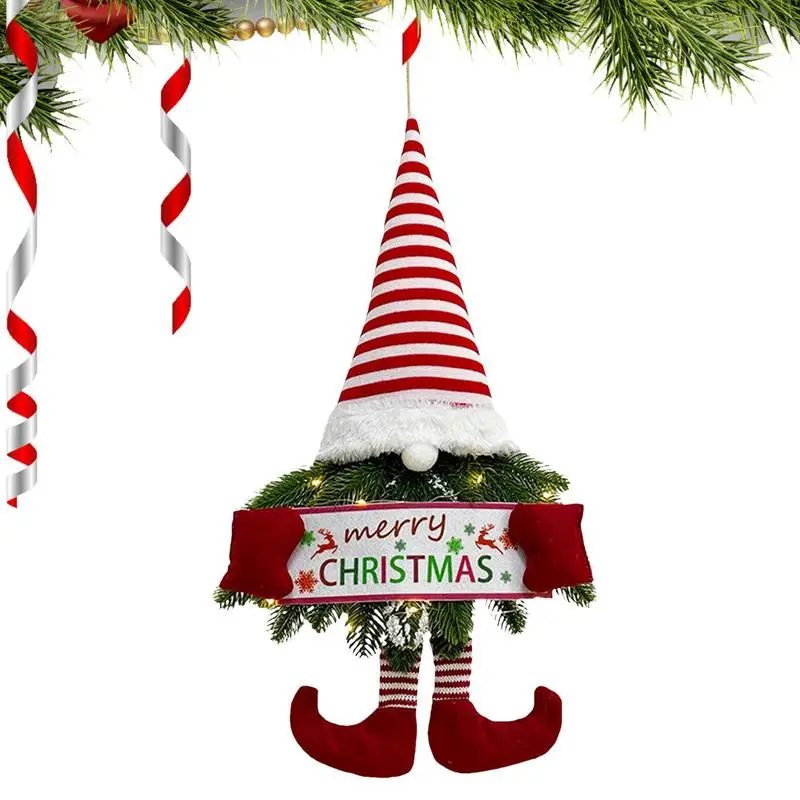 

Освещенный Рождественский венок на дверь, рождественские гномы, плюшевые гномы светодиодный светодиодным освещением, плюшевый Рождествен...