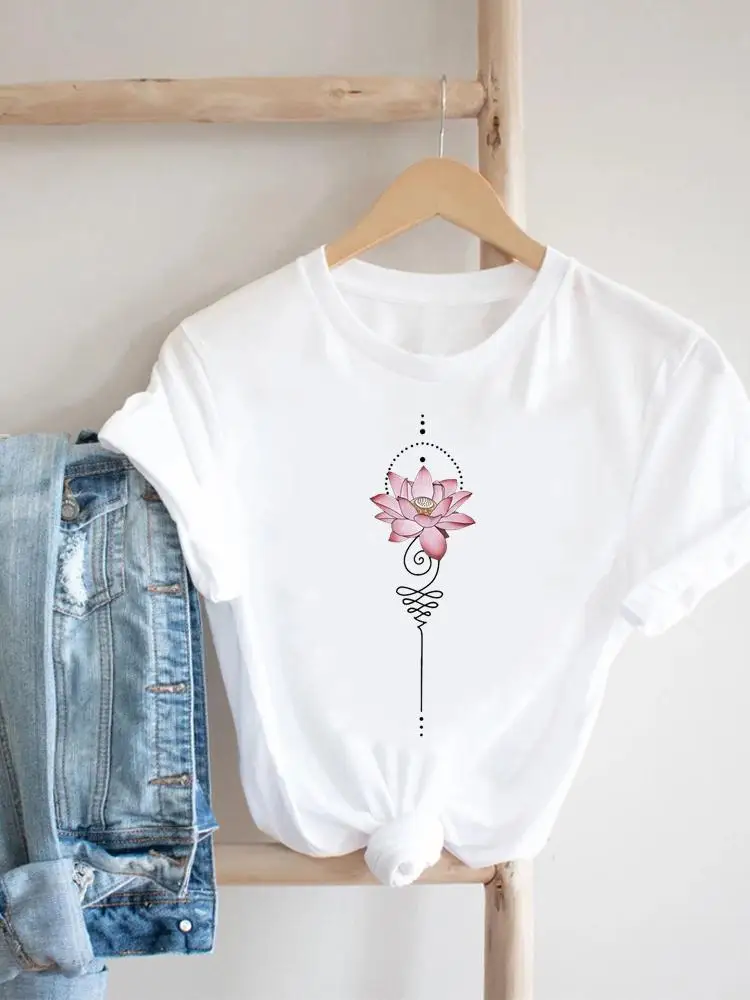 

Футболка женская с цветочным принтом, милая одежда 90-х, модный топ с коротким рукавом, Повседневная летняя с графическим принтом