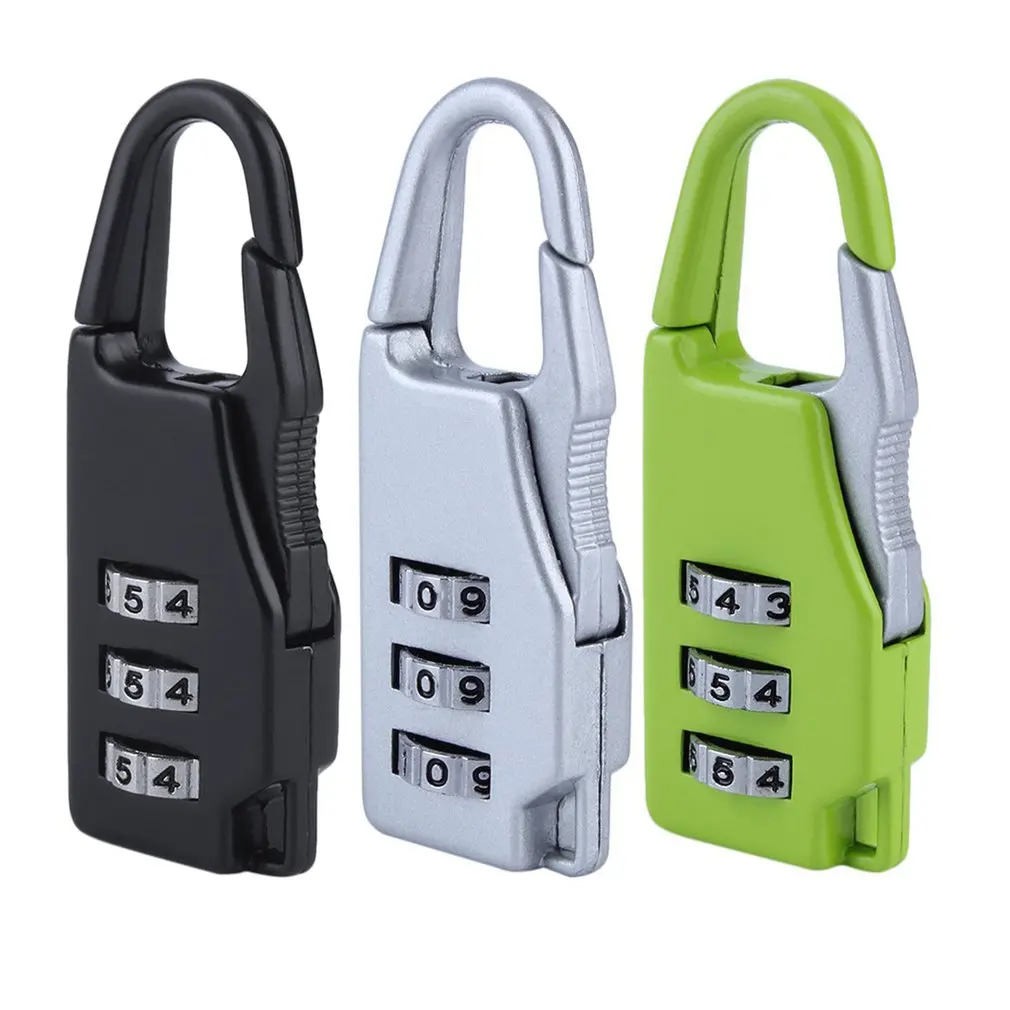

1 pc New Security 3 Combination Travel zinc alloy Suitcase Luggage Bag Jewelry Boxes Tool Chests Code Lock Zipper Padlock