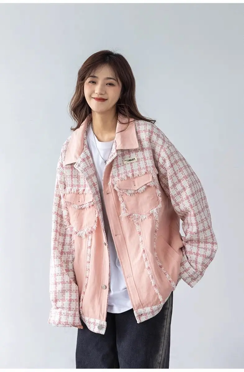 

Denim Jacket Women Spring Summer 2023 New Retro Patchwork Fur Jeans Coat Korean Fashion Casual Versatile Loose Outerwear Womens