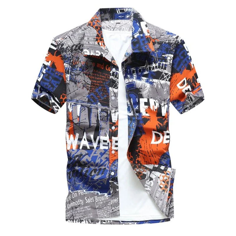 

Street Plain Shirts For Men Clothing 3D Printing Hawaiian Beach Shirts Short Sleeves Y2k Tops Vintage Lapel Tops With Button