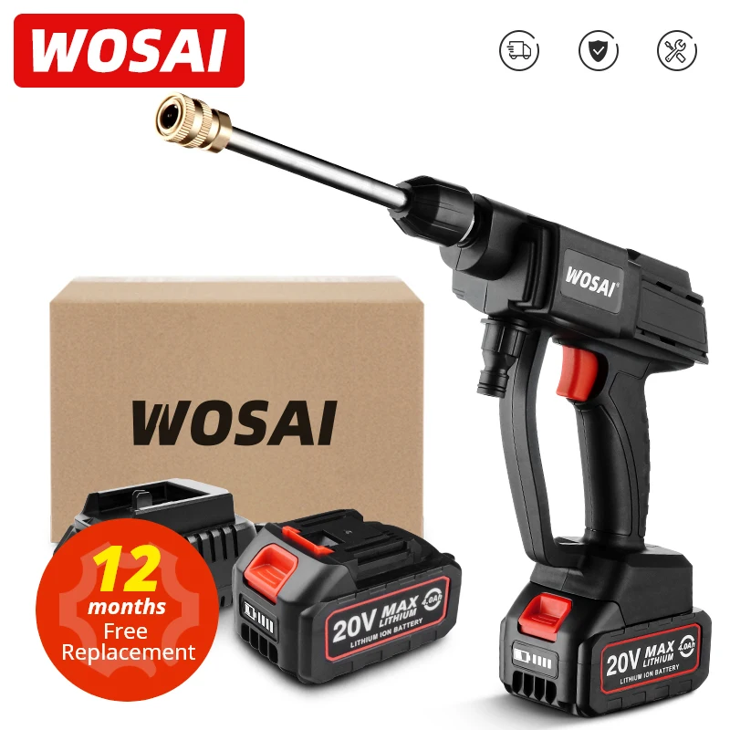 WOSAI Wireless High PressureElectric Car Washer Gun 20V Multi-function Nozzle Protable Cleaner Foam Car Wash Garden Spray