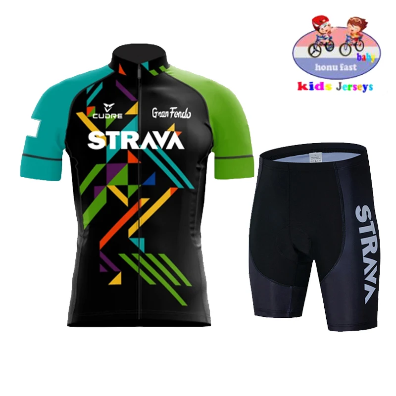 

Новинка 2022, Детская велосипедная одежда STRAVA, летний детский комплект из Джерси, велосипедный костюм с коротким рукавом, одежда для горного в...