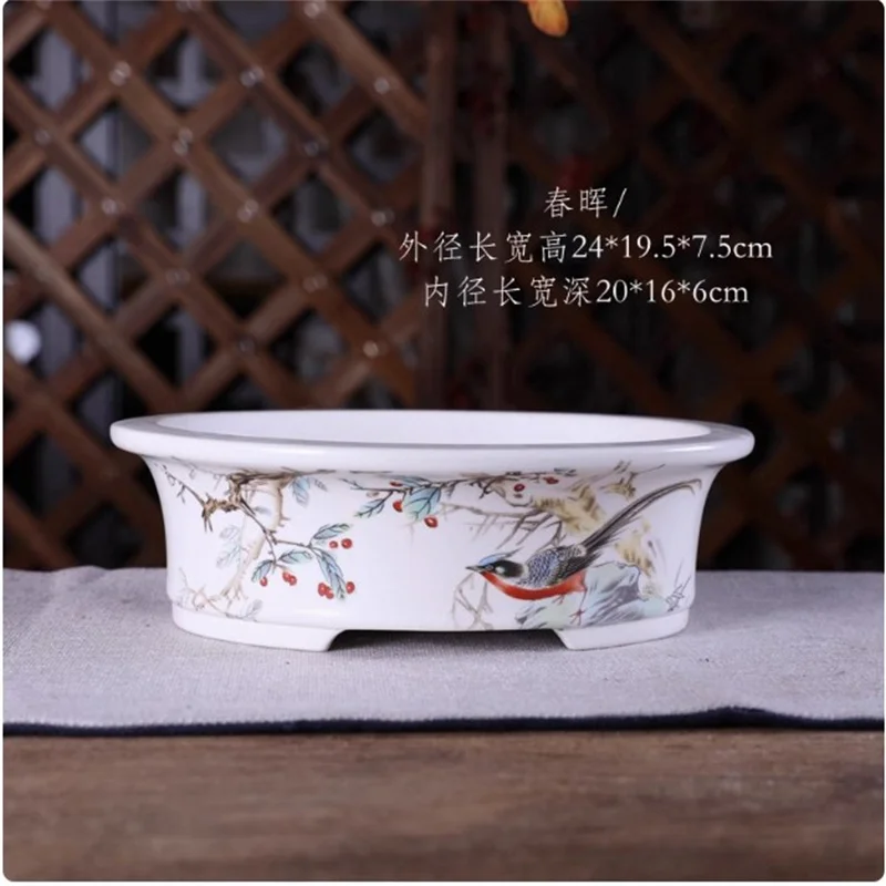 

Керамический фарфоровый горшок для бонсай, китайский узор