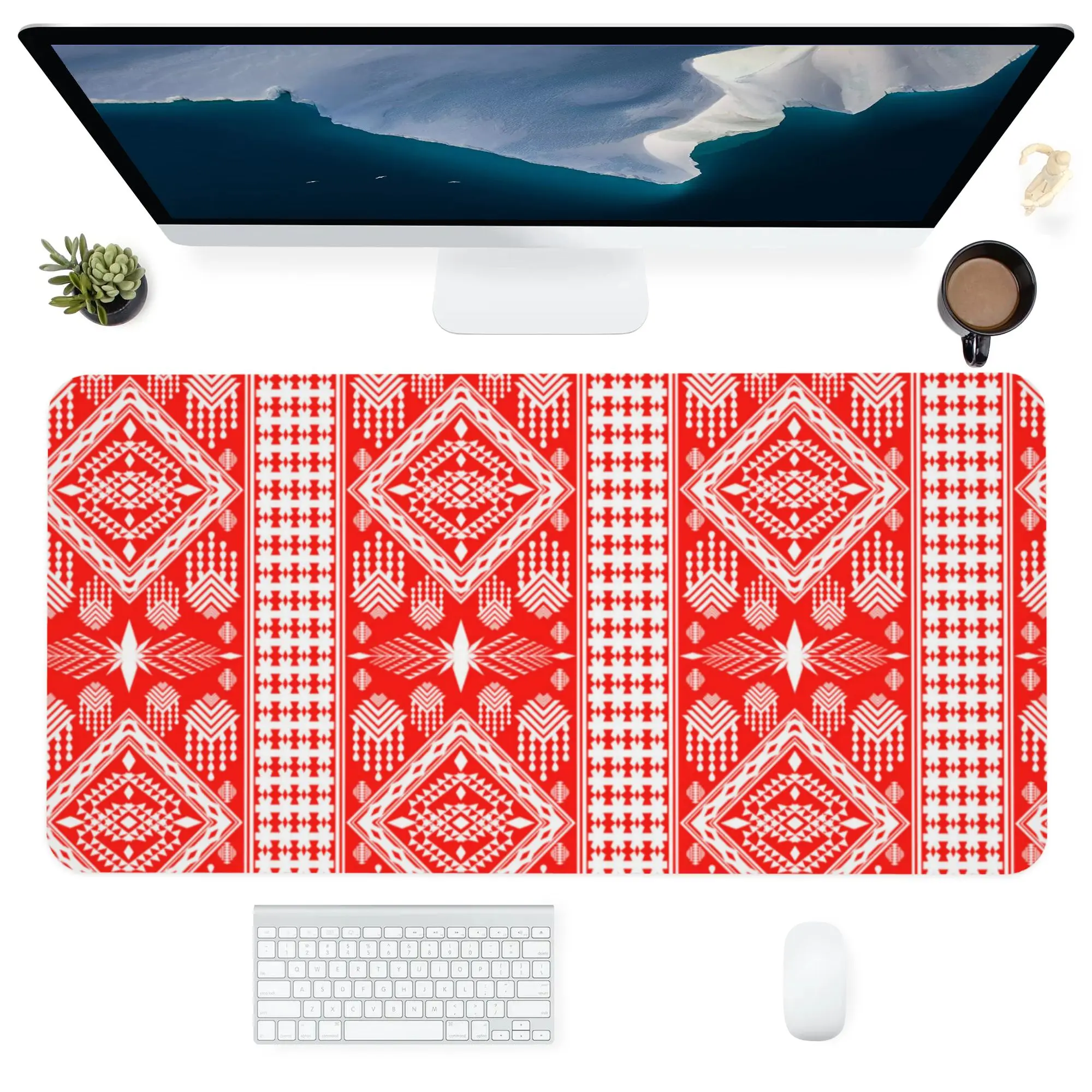 

Computer Office Supplies Keyboards Accessories Mouse Pad Square Large Anti-Slip Customized Desk Pads Mat Red Rhombus Pattern XXL