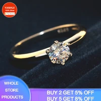 yanhui with certificate silver 925 jewelry 18k gold 1 carat zirconia diamond wedding ring if fake refund 10 times the price