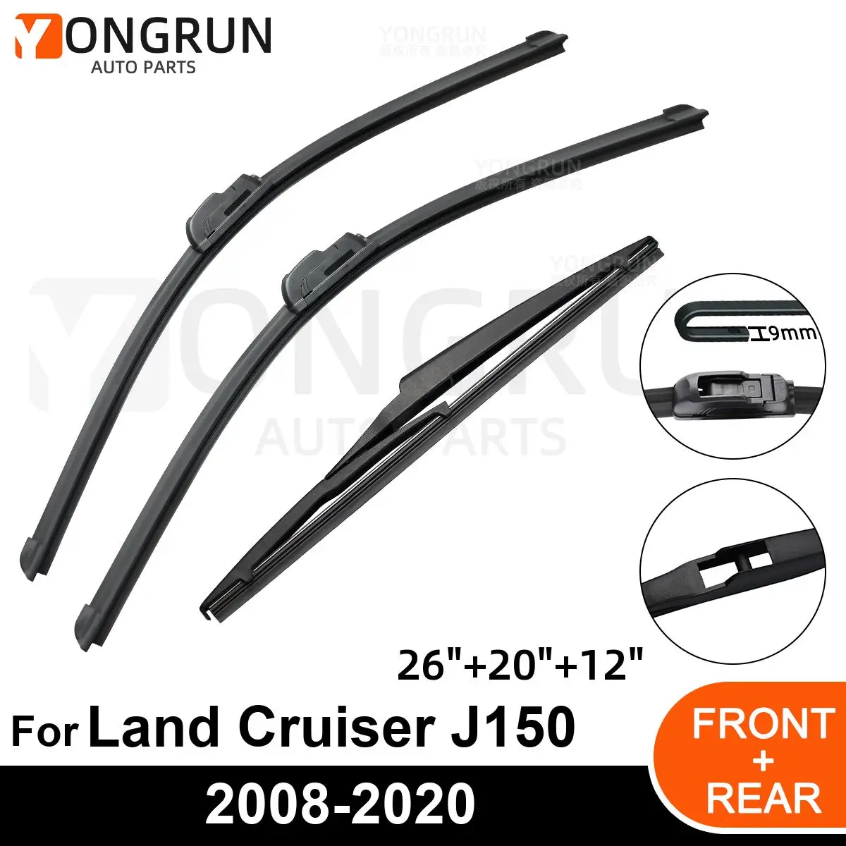 

Car Windshield Windscreen Front Rear Wiper Blade Rubber Accessories For TOYOTA Land Cruiser J150 26" 20" 12" 2008 - 2019 2020