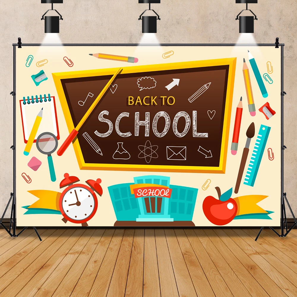 

Children Baby Back To School Backdrop Study Tools Pencil Vinyl Graduation Photography Background For Photo Studio Photocall