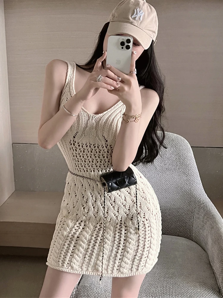 

Новое летнее трикотажное элегантное женское платье, женское повседневное сексуальное облегающее мини-платье без рукавов, эластичное женск...