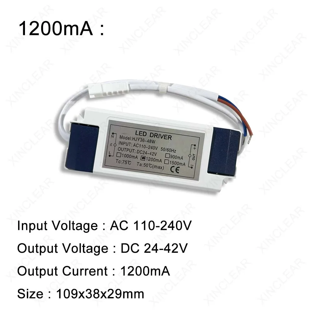 Внешний светодиодный драйвер 900-1500 мА 36-50 Вт  DC24-42В