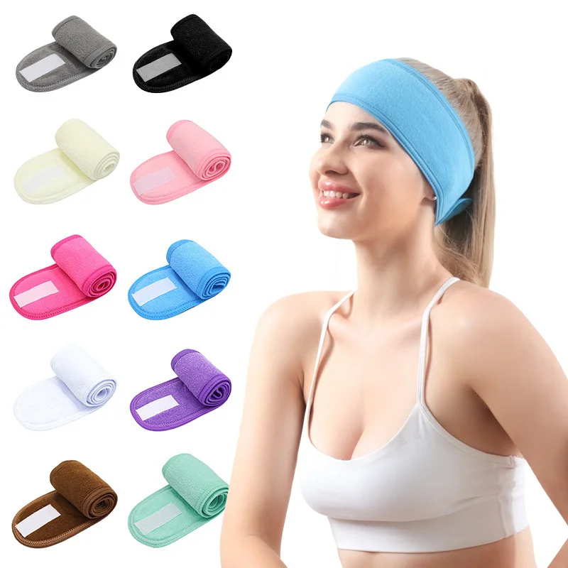Double-sided Soft Terry Cloth Ant Cloth Hair Band Face Wash Remover Makeup Women's Sports Yoga Adjustable Hair Band