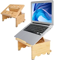 bamboo laptop stand fodable and adjustable wooden desktop stand notebook laptop holder for macbookand10 15 inch laptops