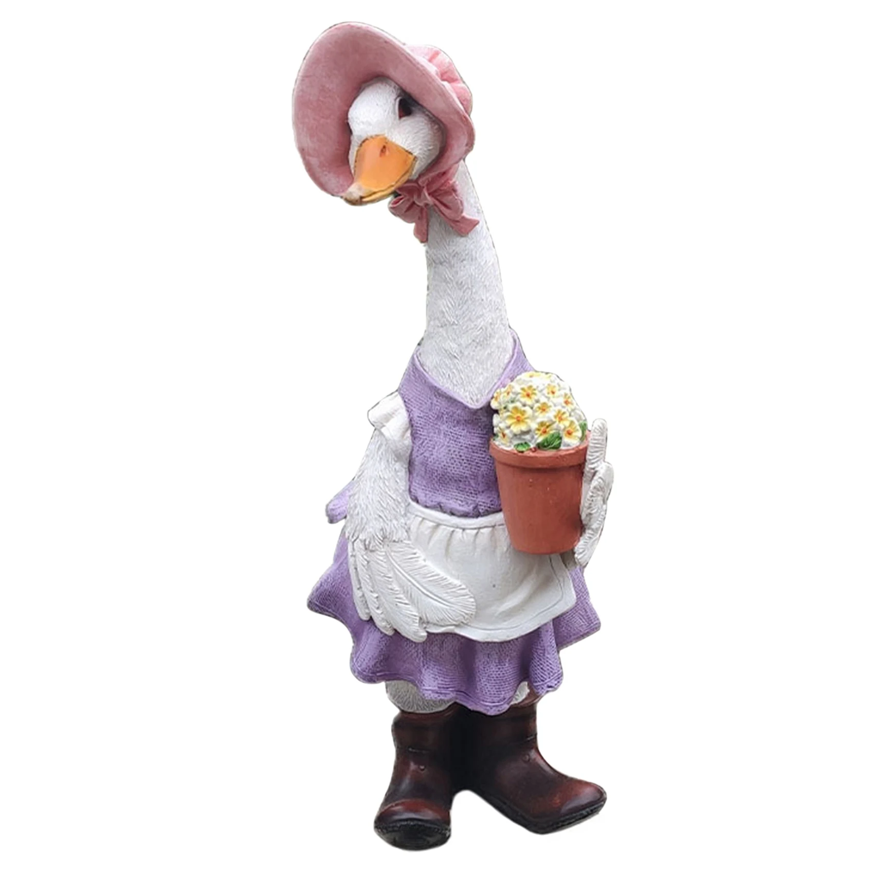 

Cute Resin Duck Outdoor Statue Flexible Simulation Duck Ornaments for Outdoor Yard Lawn Garden Decorations - Female