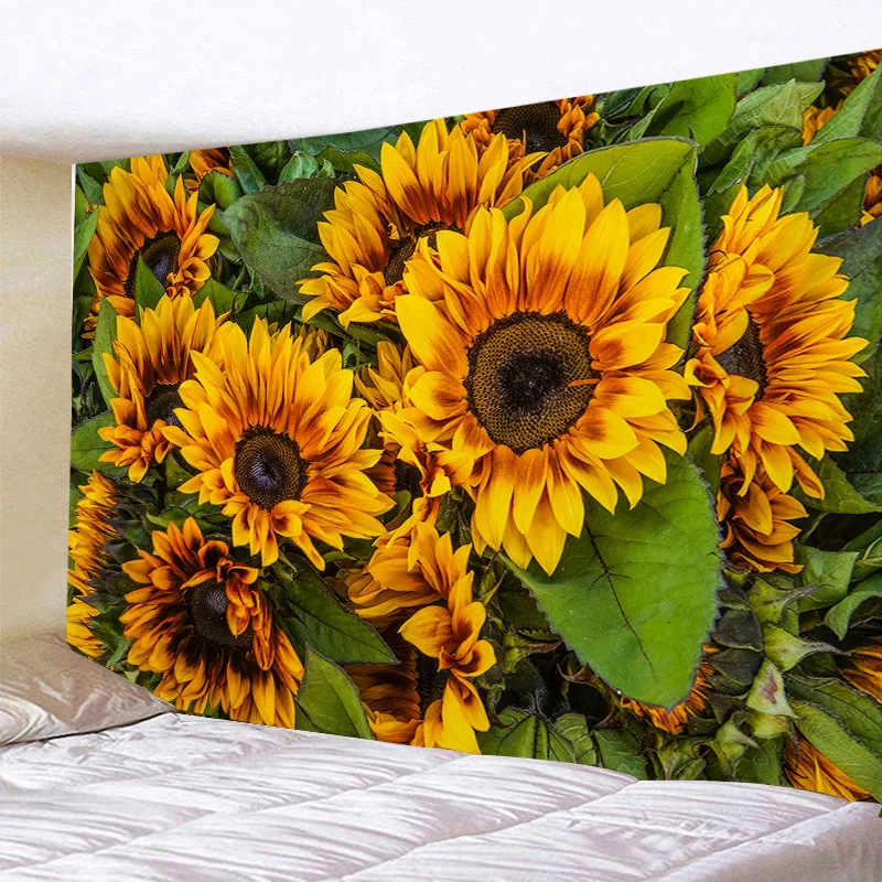 

Подсолнуховый гобелен с 3D принтом, прямоугольный настенный Декор для дома 02