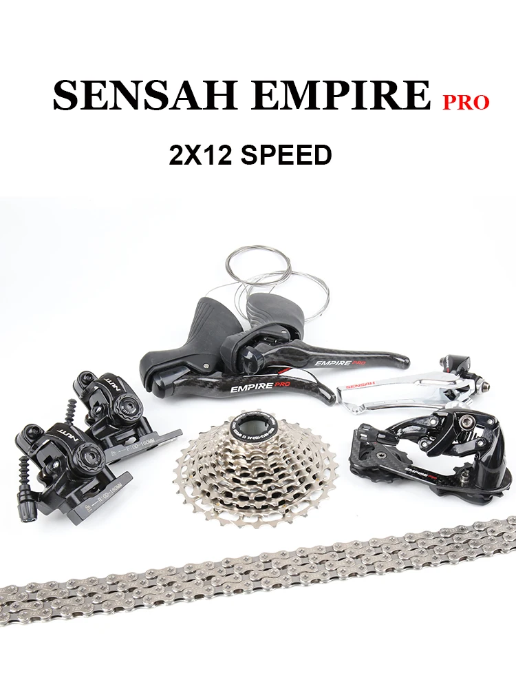 

SENSAH EMPIRE PRO 2X12 Speed 24S Road Groupset Carbon Shifter Lever Front & Rear Derailleur Disc Brake Cassette Bicycle Kit Part