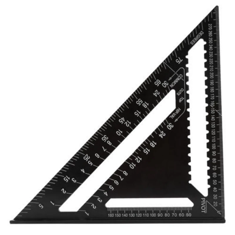 

12 Inch Triangular Ruler 12 Inch Measuring Tools Aluminum Woodworking Tools Square 90 Degree Thick Square