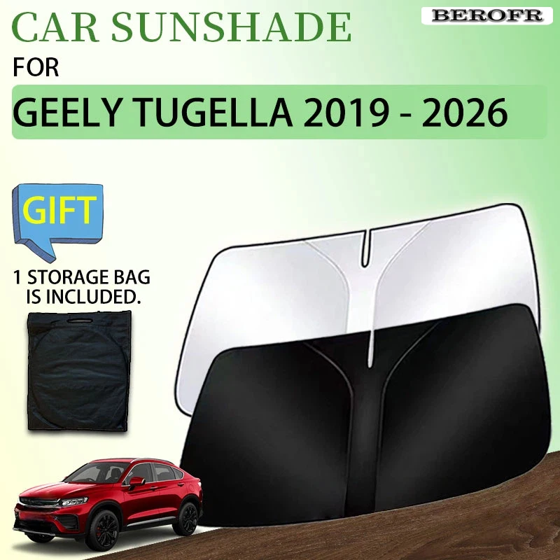 Фото Солнцезащитный козырек для Geely Tugella FY11 2026 - 2019 2024 Knewstar 001 Xingyue S, аксессуар, защита переднего стекла, УФ-защита, чехол для хранения №1