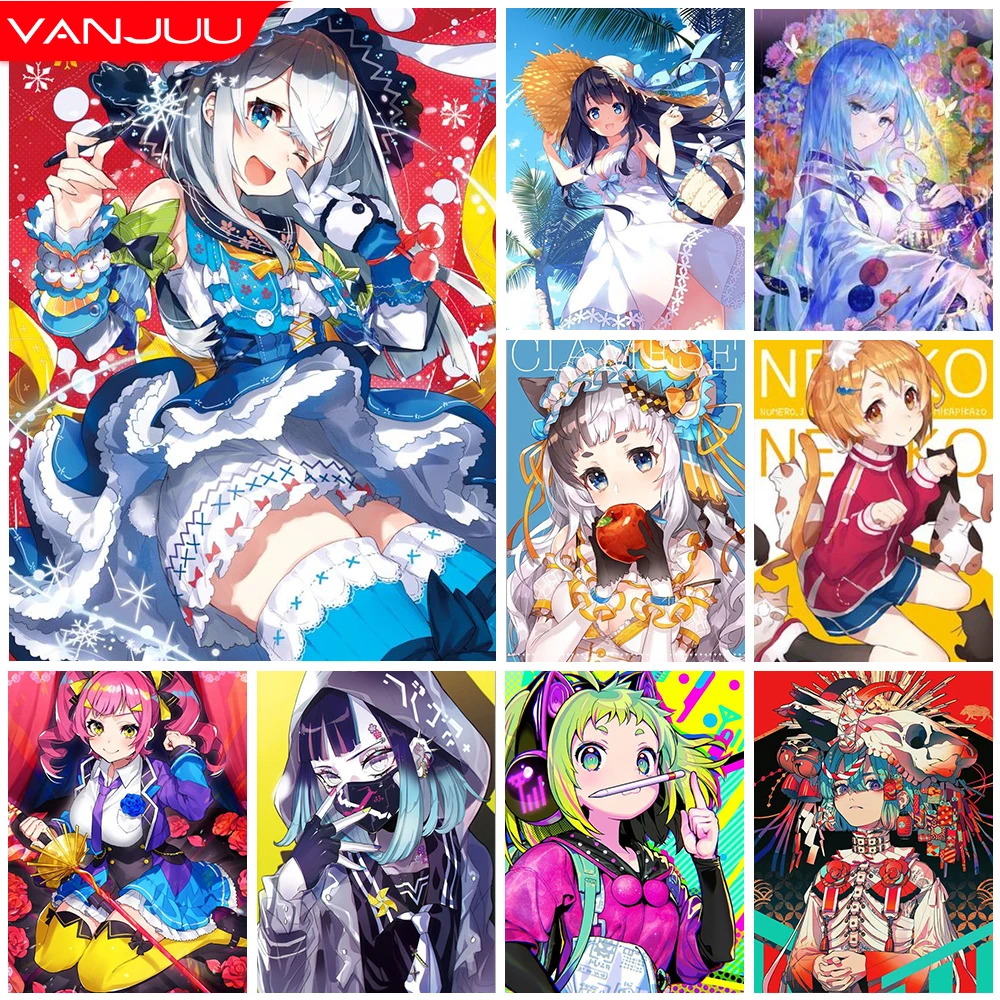 

5D Diamond Painting Anime Girl Full DIY Diamond Mosaic Holiday Gift Cartoon Rhinestone Embroidery Cross Stitch Home Decor