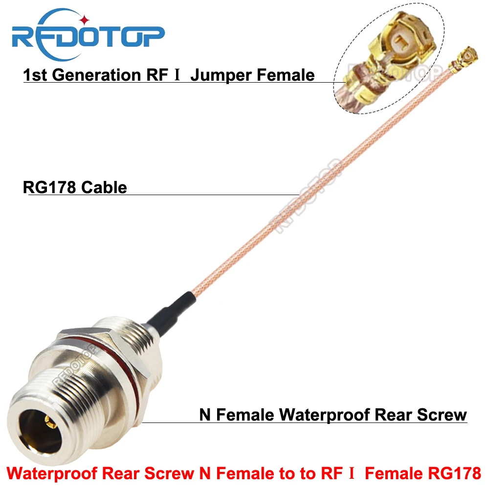 

Перемычка Wi-Fi антенны RFI Водонепроницаемый задний винт L16 N Гнездовой разъем к uFL/IPX1 Женский кабель 1-го поколения RG178 Косичка uFL-N