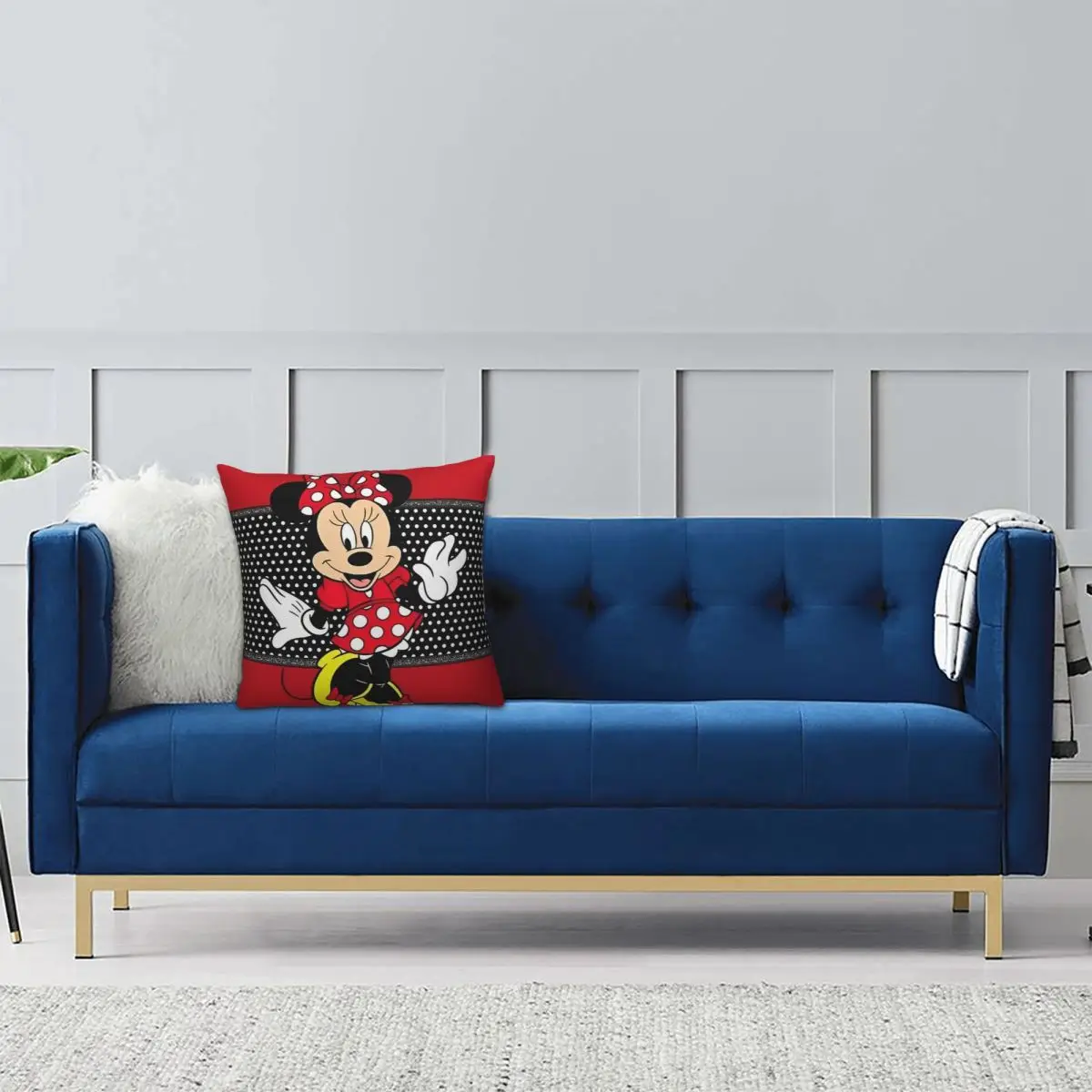 Рождественская наволочка с Минни Маус в горошек квадратная чехол для подушки