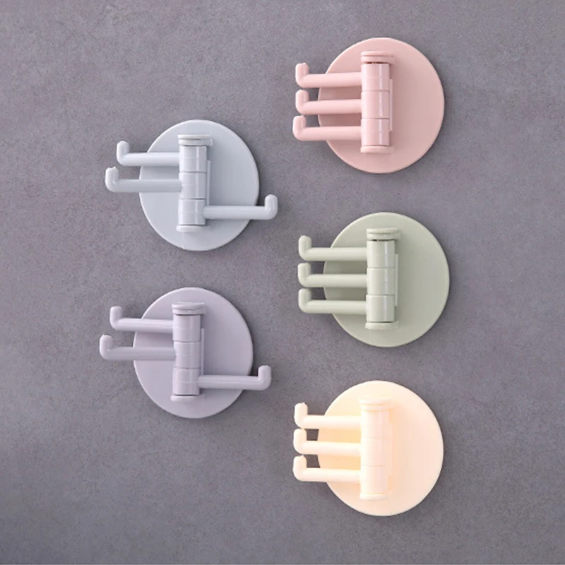 

Three Branch Rotatable Seamless Adhesive Hook Strong Bearing Stick Hook Kitchen Wall Hanger Bathroom Kitchen supplies Hooks