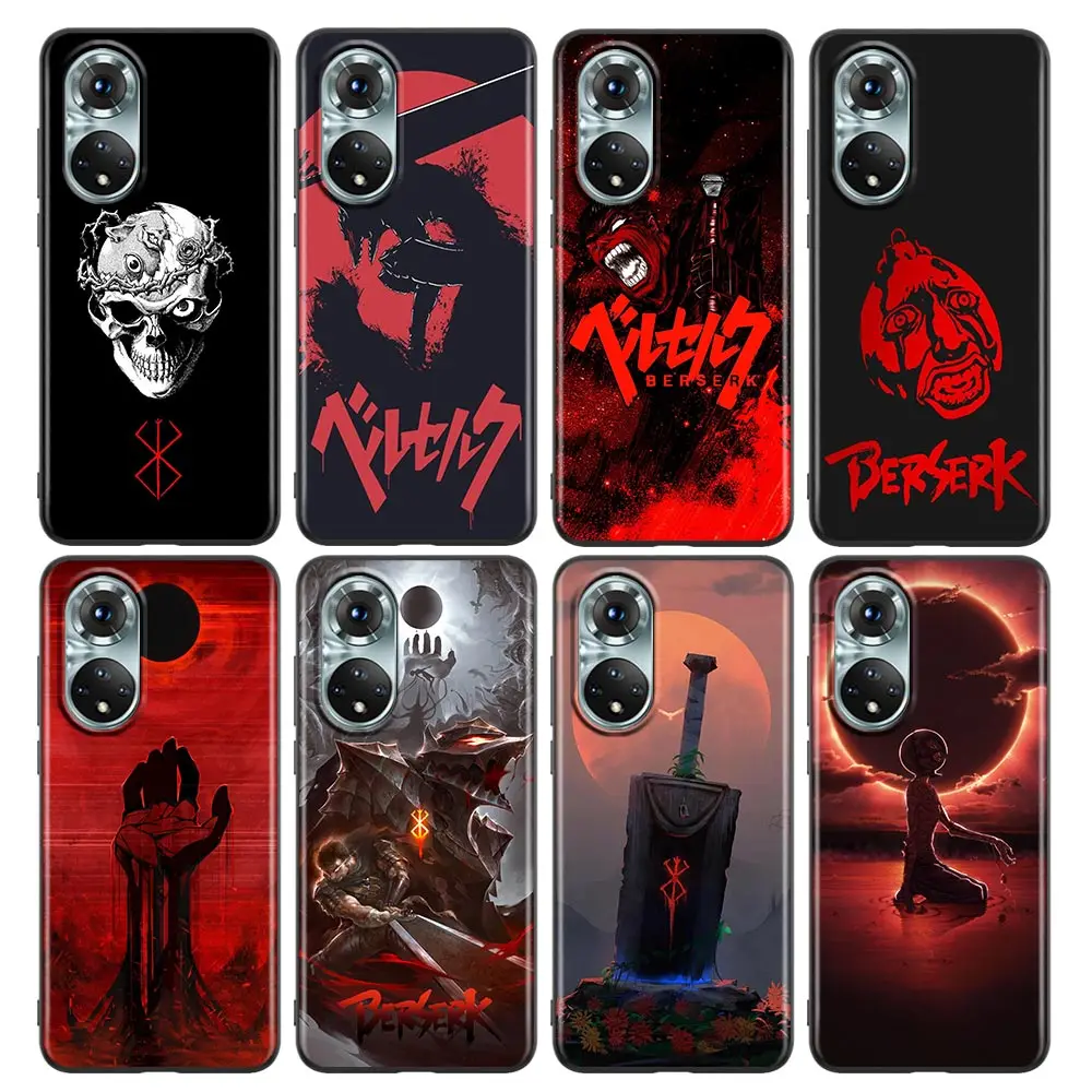 

Berserk Guts Anime Caricature Phone Case For Honor X8 60 8X 9X 50 30i 21i 20 9A Play Nova 8i 9 SE Y60 Magic4 Pro Lite Cover Capa