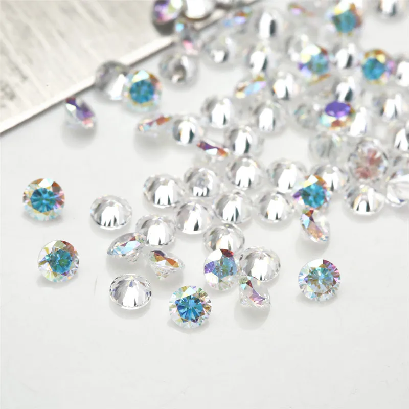2022 Size 1.0~10mm  Round Shape AB Multicolor Cubic Zirconia Stone Loose Plating AB Color CZ Stone Synthetic Gems