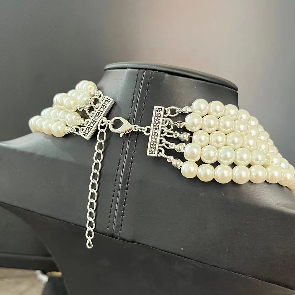 NCNW 5-слойное белое жемчужное ожерелье