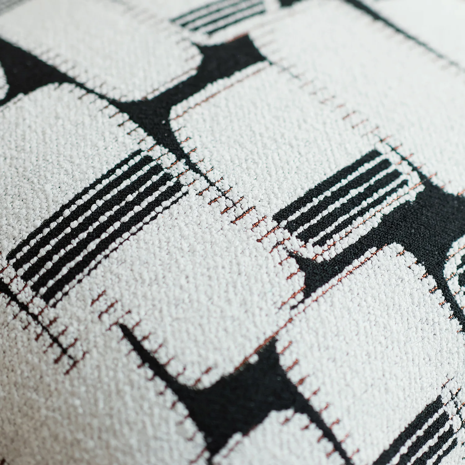 Синельная Геометрическая жаккардовая искусственная черно-белая Модная