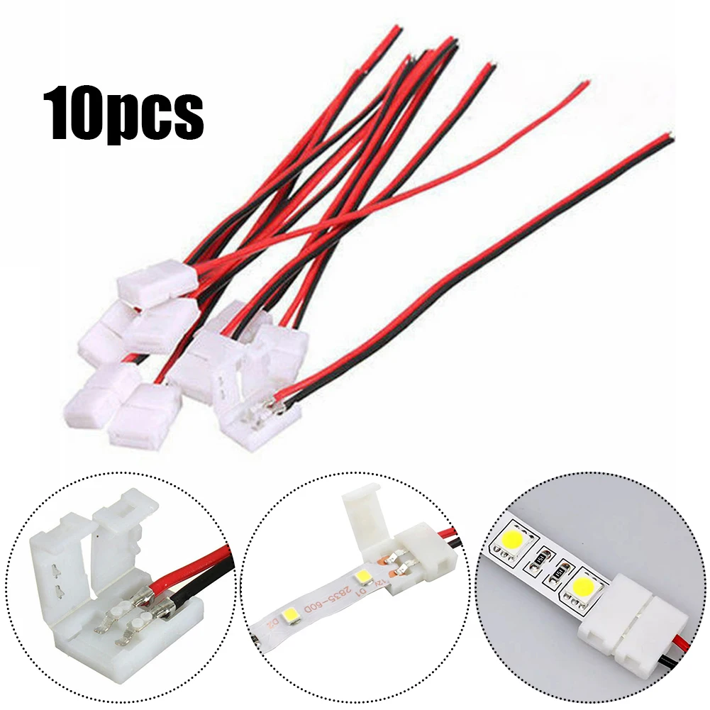 

10X 10mm Car LED STRIP LIGHT CONNECTOR SMD 5050 5630 SINGLE 2 WIRE 10MM PCB BOARD ADAPTER PVC LED Strip Connector Accessory