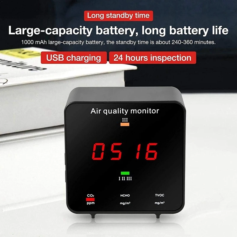 Air Monitoring Indoor Quality Sensor Formaldehyde Tester Fit For Carbon Dioxide TVOC