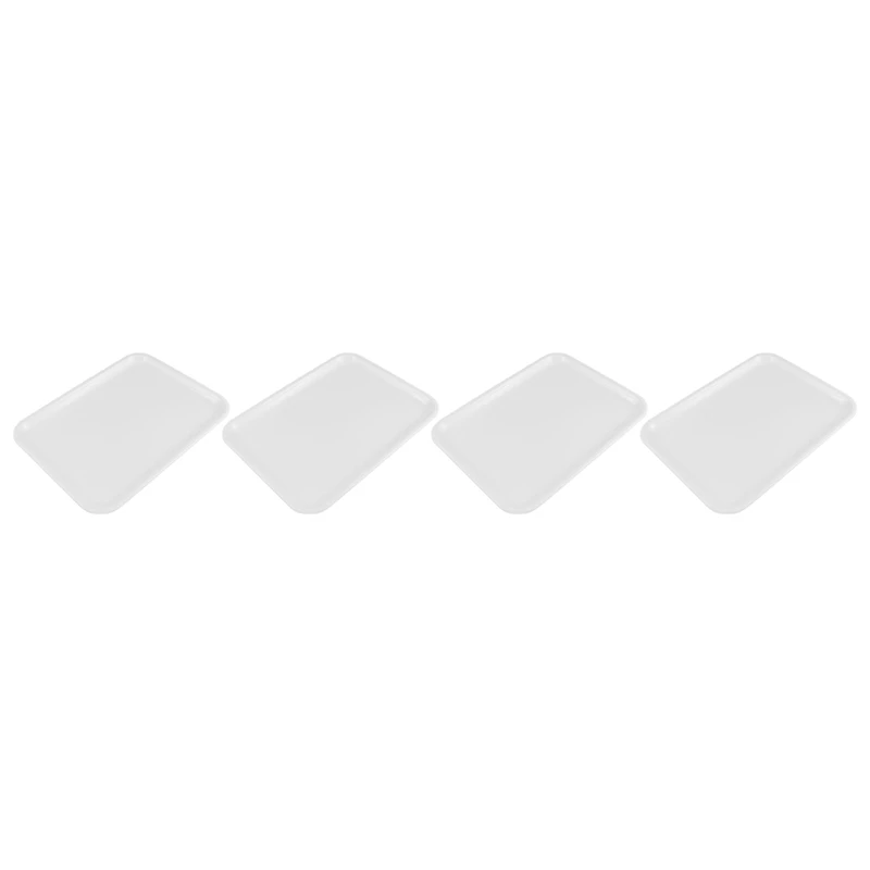 

4X 10 Inch Long Rectangle Shape Serving Tray Made Of Plastic White