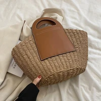 large capacity woven straw totes shoulder bags 2022 summer fashion big beach basket bag lady female travel handmade handbags