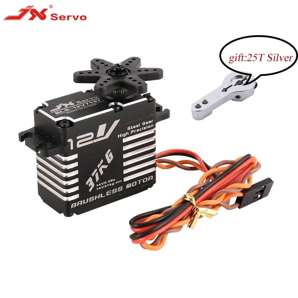 JX BLS-12V7137 37KG 12V HV Brushless Digital Servos Metal Steering Gear with 25T M3 Arm High Torque for RC Car Robot Drone Part