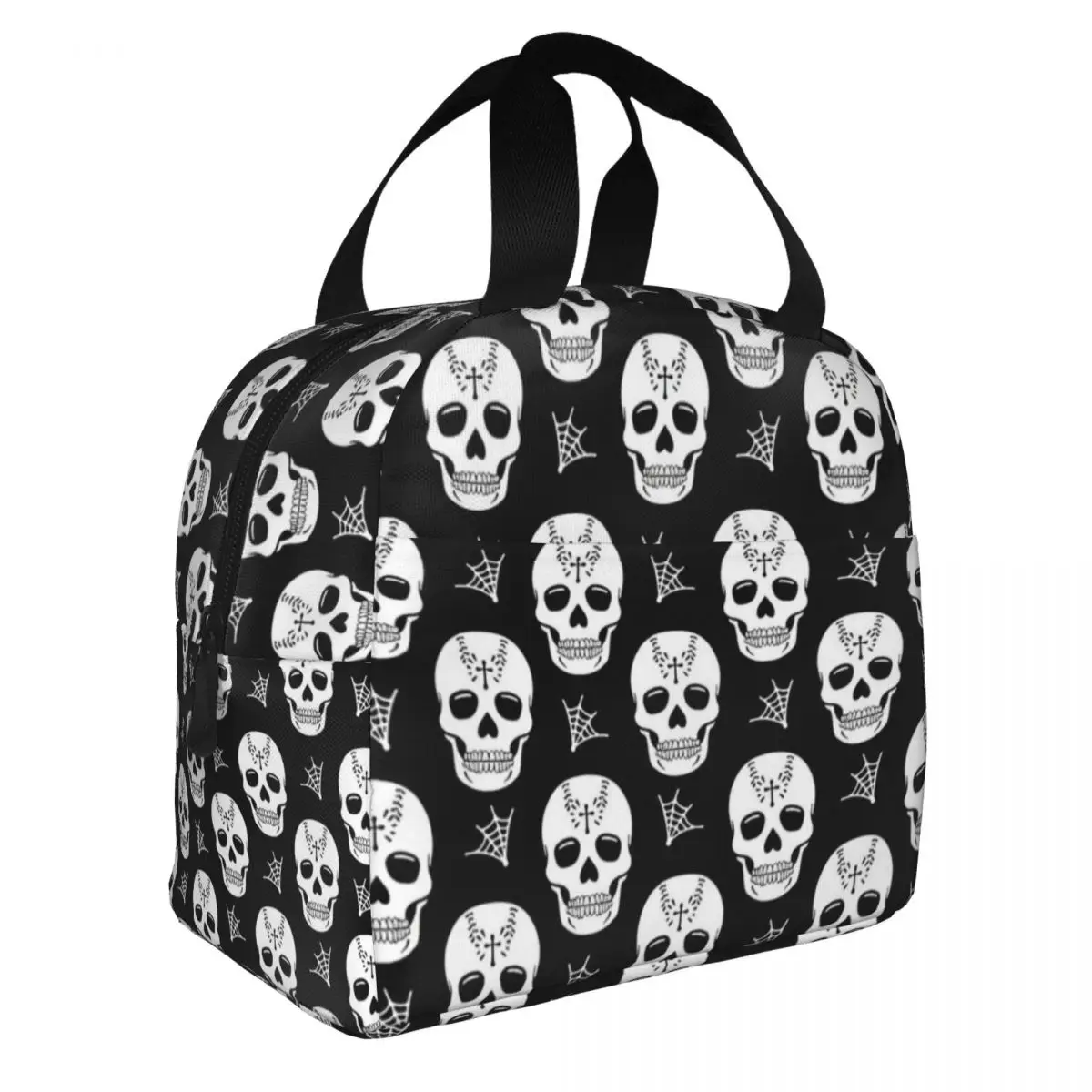Sugar Skull Pattern Lunch Bento Bags Portable Aluminum Foil thickened Thermal Cloth Lunch Bag for Women Men Boy