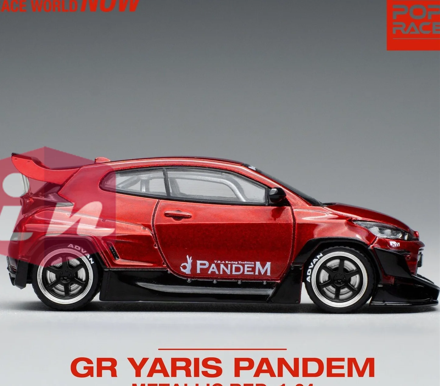 

POPRACE 1/64 GR Yaris Pandem Diecast Model METALLIC RED PR64-04 DieCast Model Car Collection Limited Edition Hobby Toy Car