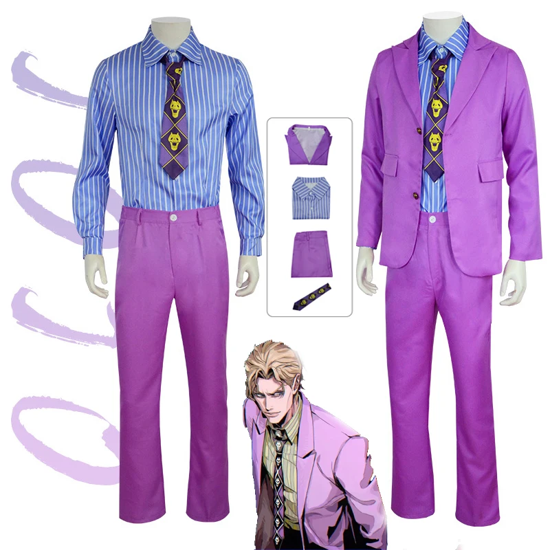 

Kira Yoshikage Cosplay Costumes Anime JoJo's Bizarre Adventure Outfit Role Play Carnival Halloween ComiCon Uniform For Men